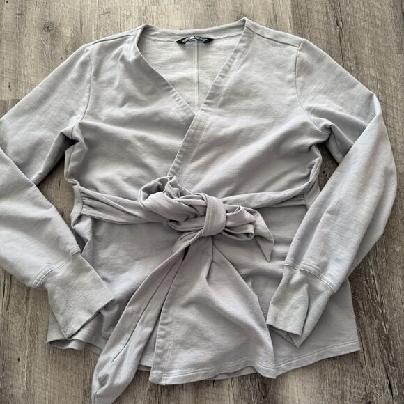 The North Face Tops - The North Face Belted Wrap Sweatshirt Womens Size Large Light Gray Cardigan